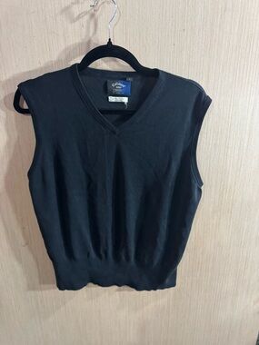 Callaway Golf Silk Stretch Black V-Neck Sweater Vest Size Large
